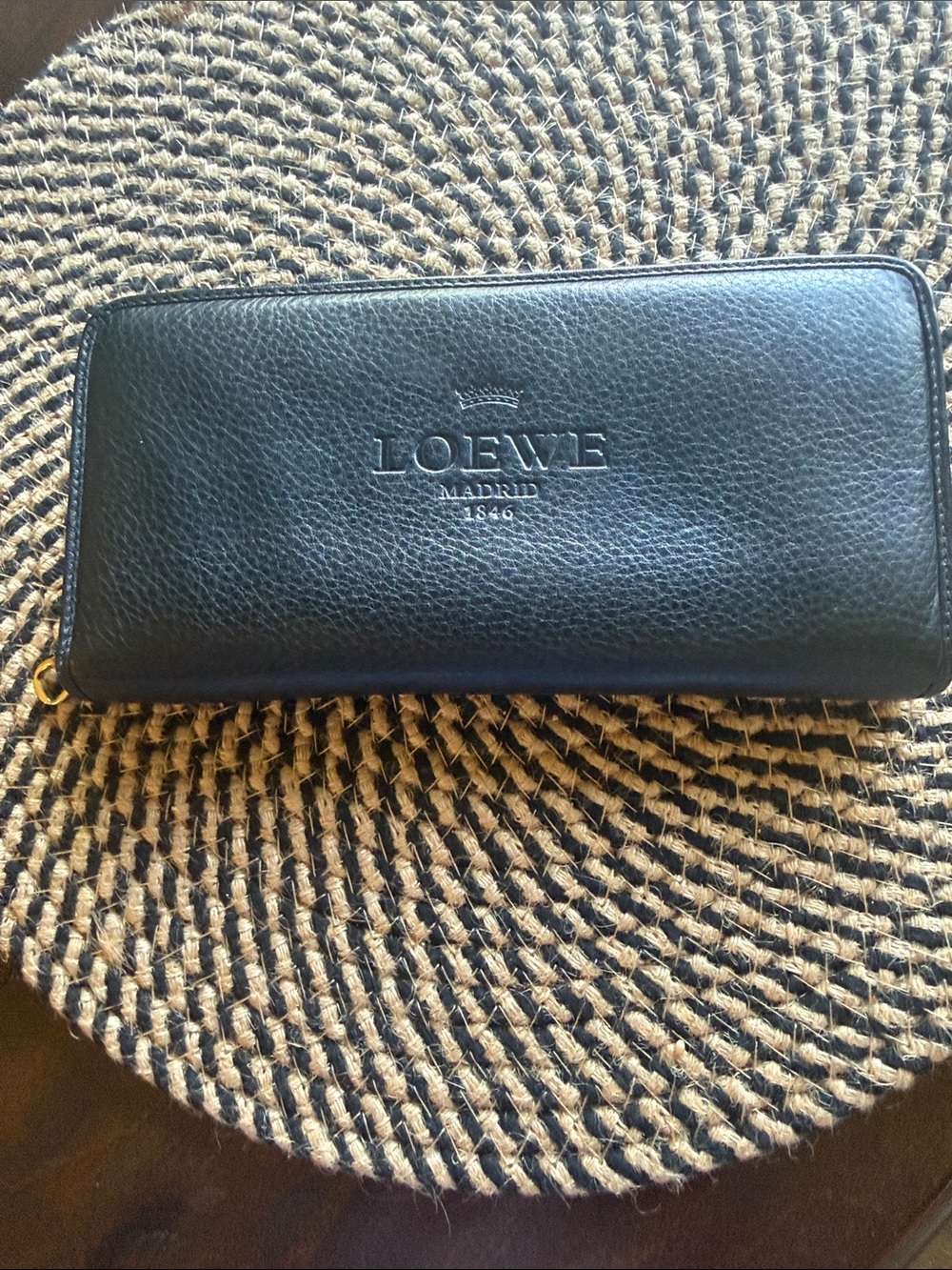 Loewe Black Pebbled Leather Zip Around Wallet